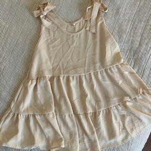 Beige Bow Tie Shoulder Tiered Maternity Tank Top - Pink Blush